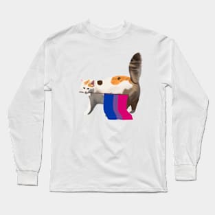 Bi Pride Cat LGBT Queer Community Support Long Sleeve T-Shirt